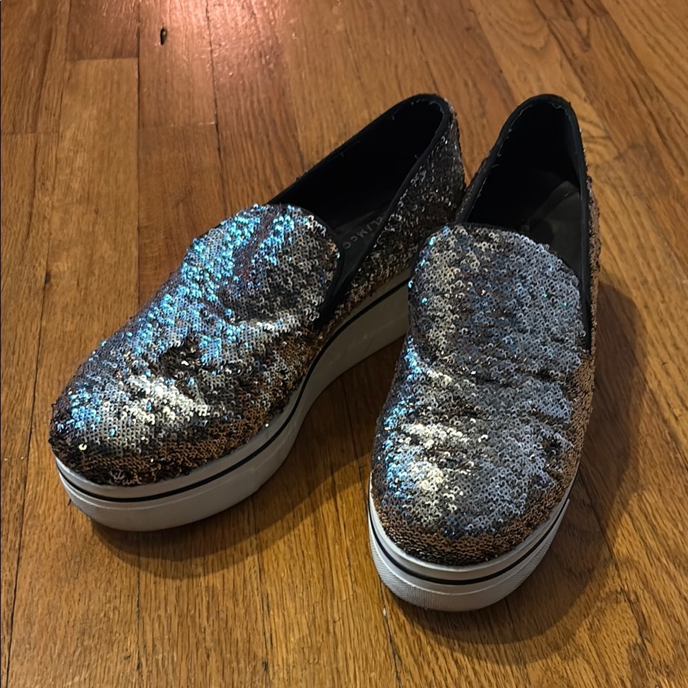 Stella McCartney Silver Black Sequin Flats